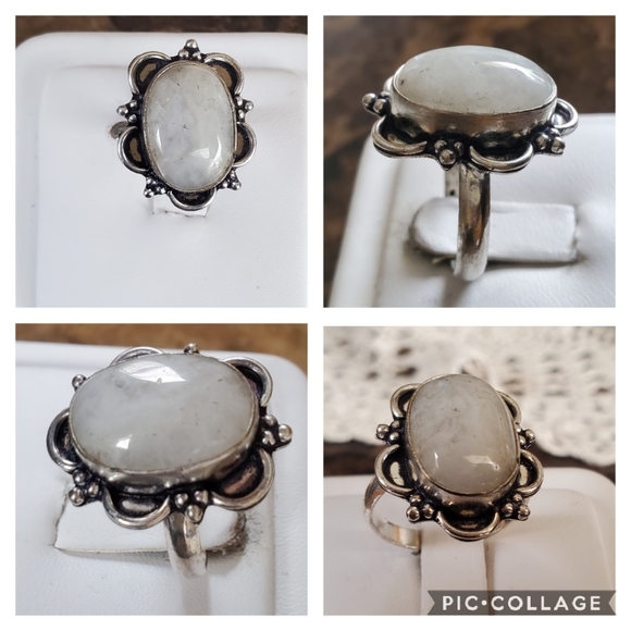 Genuine Rainbow Moonstone Ring Size 9 - Picture 3 of 8